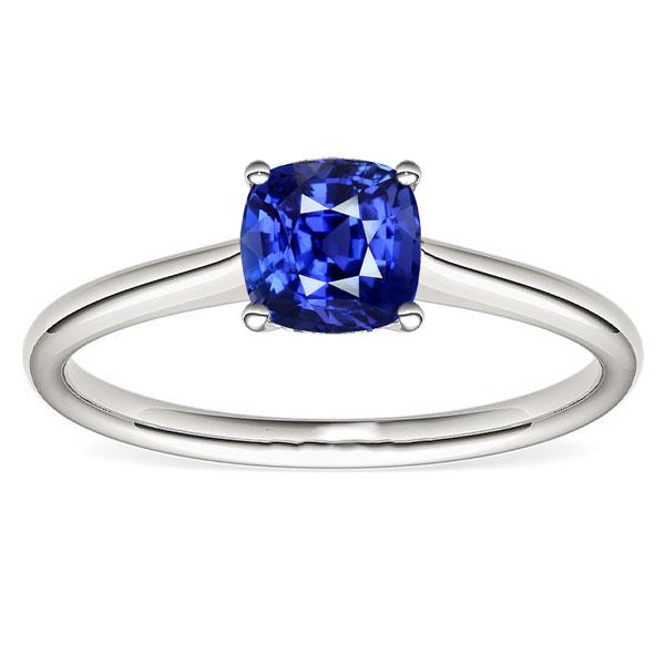 Solitaire Gemstone Jewelry Cushion Ceylon Sapphire Ring 1.50 Carats