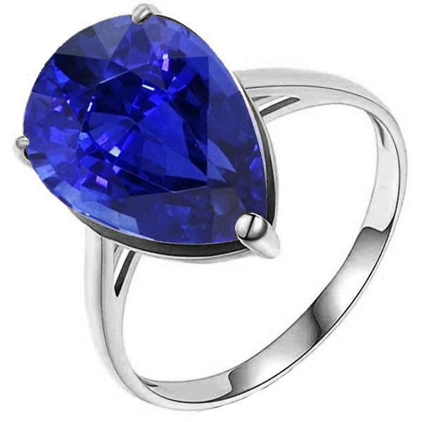 Solitaire Gemstone Jewelry Ring Pear Sri Lankan Sapphire 4 Carats