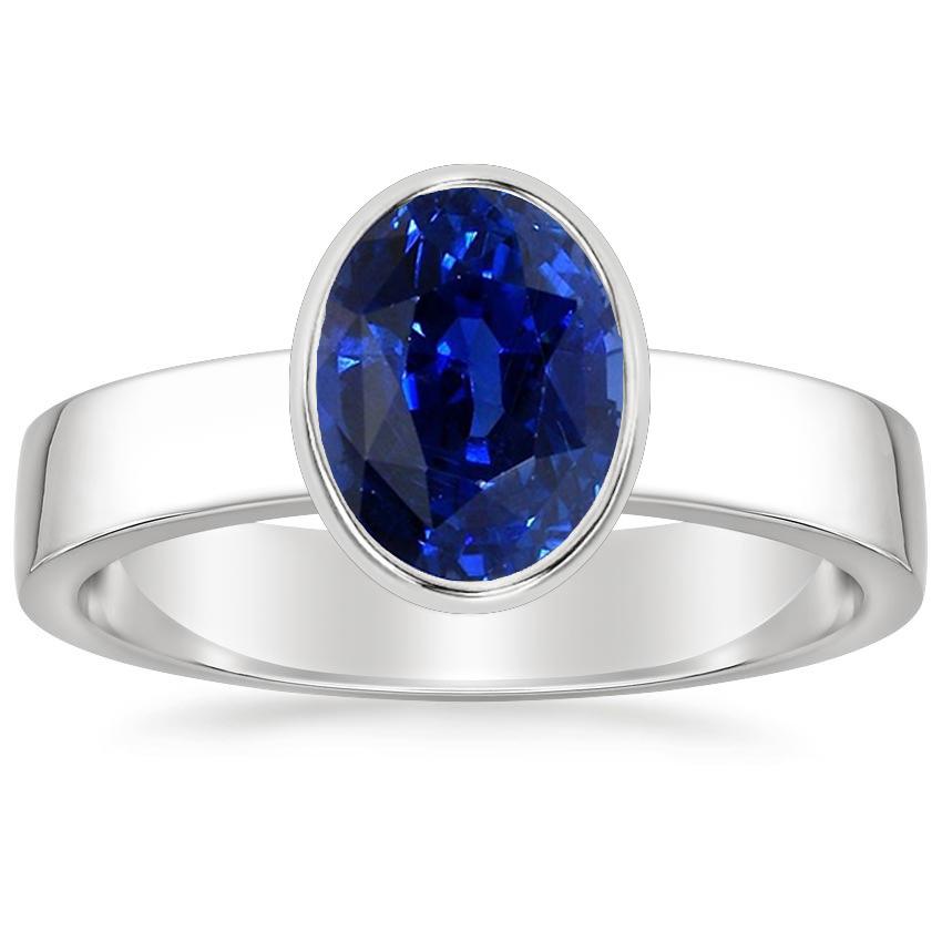 Solitaire Gemstone Mens Ring Ceylon Sapphire Bezel Set 2.50 Carats