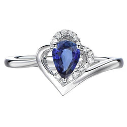 Solitaire Gemstone Ring With Diamond Accents Blue Sapphire 2.50 Carats