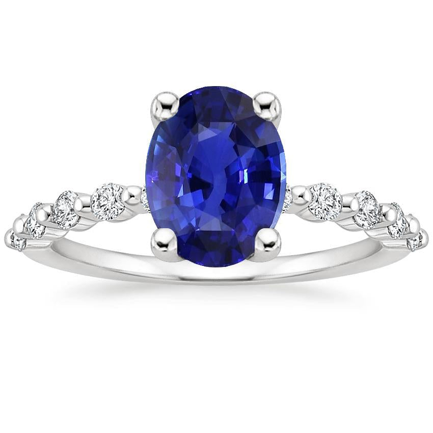 Solitaire Gemstone Ring With Diamond Accents Ceylon Sapphire 3 Carats