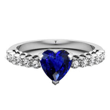 Solitaire Heart Ceylon Sapphire Ring With Diamond Accents 2 Carats