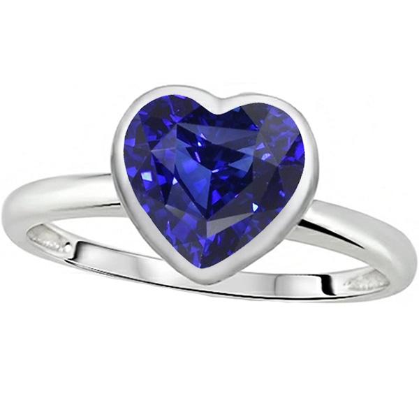Solitaire Heart Cut Bezel Set Sri Lankan Sapphire Ring 2.50 Carats