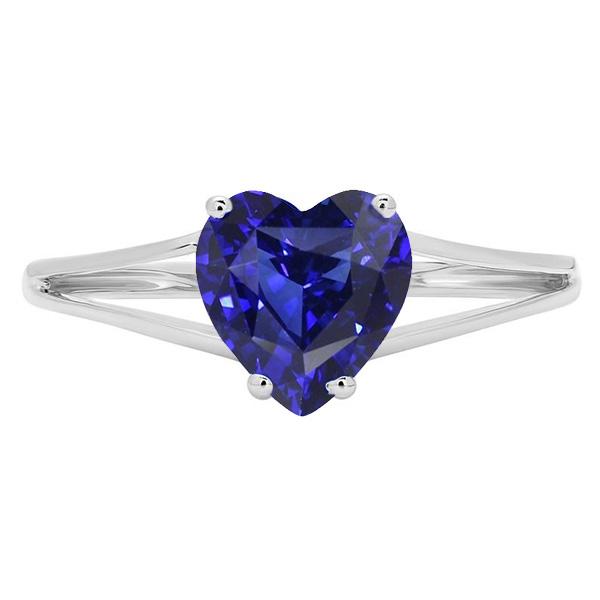 Solitaire Heart Cut Ring Sri Lankan Sapphire Split Shank 2.50 Carats