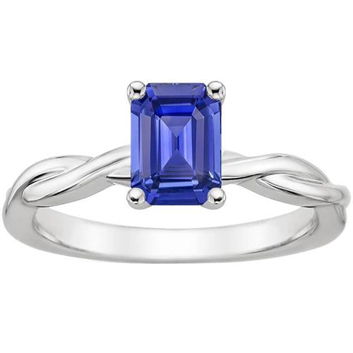 Solitaire Infinity Style Ring Emerald Sri Lankan Sapphire 2.50 Carats