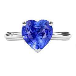 Solitaire Light Blue Sapphire Heart Ring 2.50 Carats Prong Set Jewellery