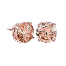 Solitaire Morganite 16.50 Ct Ladies Studs Earrings Rose Gold 14K