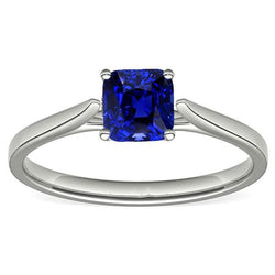 Solitaire Natural Blue Sapphire Ring 1.50 Carats Ladies Jewelry Gold