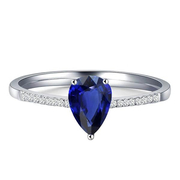 Solitaire Oval Blue Sapphire Ring With Diamond Accents 2.50 Carats