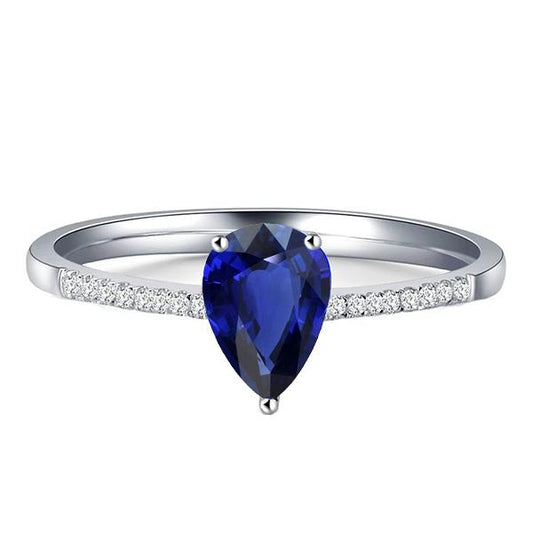 Solitaire Oval Blue Sapphire Ring With Diamond Accents 2.50 Carats