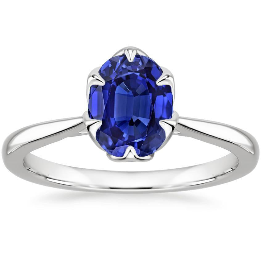 Solitaire Oval Shaped Ring Sri Lankan Sapphire 2.50 Carats