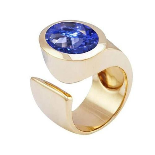 Solitaire Oval Tanzanite 2 Carat Ring Gemstone Jewelry