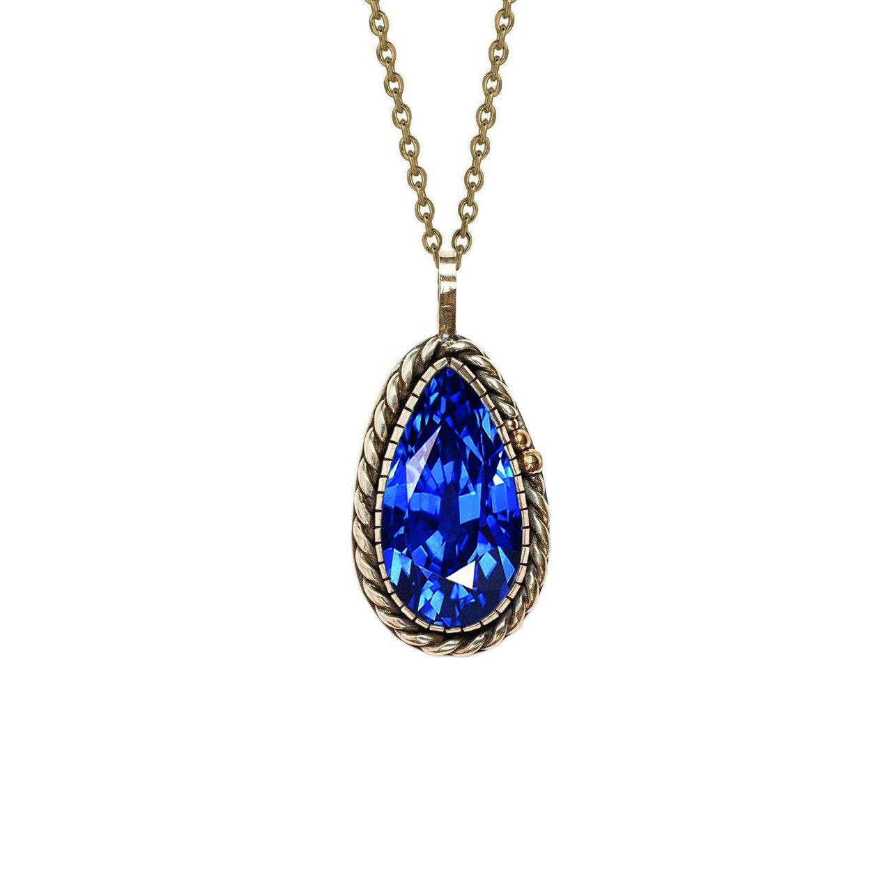 Solitaire Pear Sapphire Pendant 15 Carats