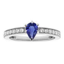 Solitaire Pear Shaped Ceylon Sapphire Ring With Accents 2.50 Carats