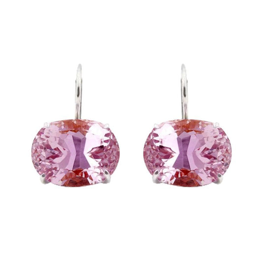 Solitaire Pink Kunzite 24 Ct Ladies Dangle Earrings White Gold