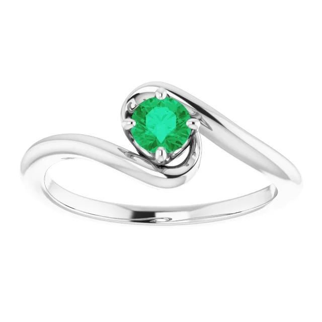 Solitaire Ring 1.50 Carats Columbian Green Emerald Twisted Style