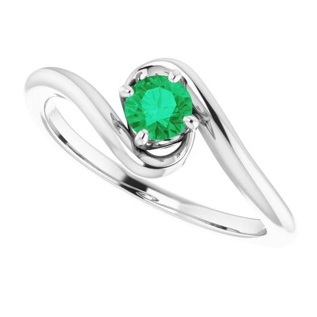 Solitaire Ring 1.50 Carats Columbian Green Emerald Twisted Style