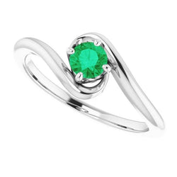 Solitaire Ring 1.50 Carats Columbian Green Emerald Twisted Style