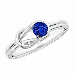 Solitaire Ring 2 Carats White Gold Split Shank Blue Sapphire Jewelry