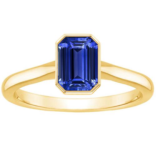 Solitaire Ring Bezel Set Emerald Sri Lankan Sapphire 3 Carats