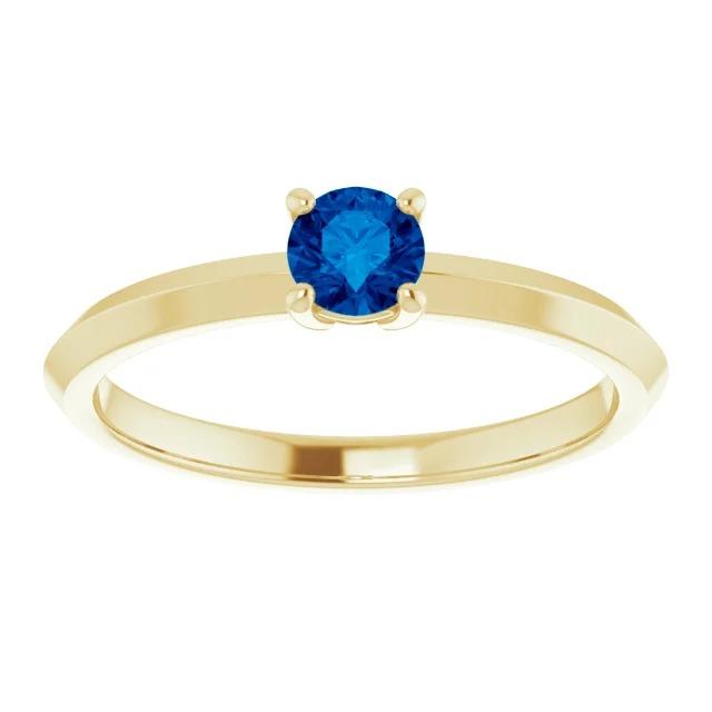 Solitaire Ring Blue Sapphire 1.25 Carats Yellow Gold 14K Jewelry