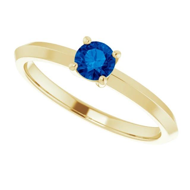 Solitaire Ring Blue Sapphire 1.25 Carats Yellow Gold 14K Jewelry