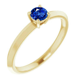 Solitaire Ring Blue Sapphire 1.25 Carats Yellow Gold 14K Jewellery