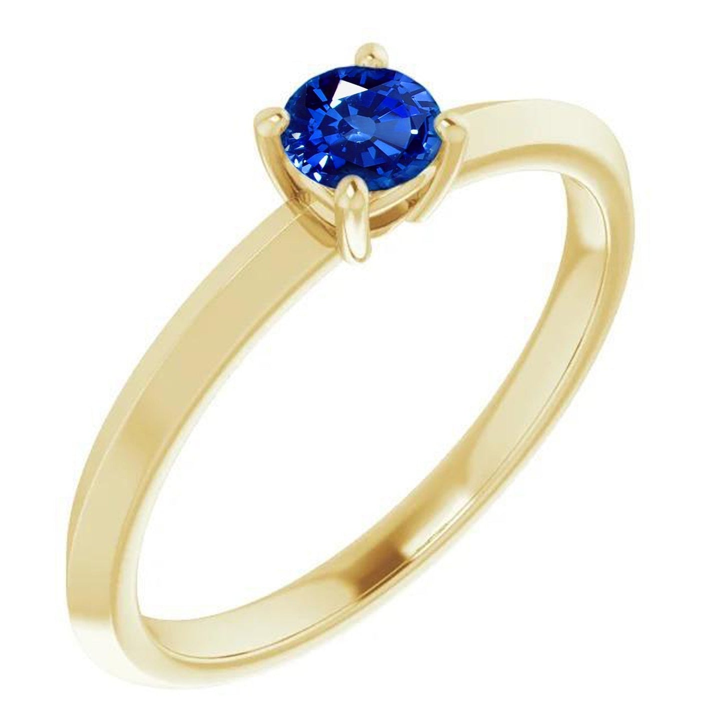 Solitaire Ring Blue Sapphire 1.25 Carats Yellow Gold 14K Jewelry