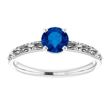 Solitaire Ring Blue Sapphire 1.50 Carats Filigree Women Jewelry