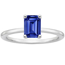 Solitaire Ring Emerald Blue Sapphire 3 Carats Prong Setting