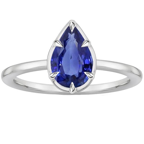 Solitaire Ring Pear Cut Sri Lankan Sapphire 2.50 Carats