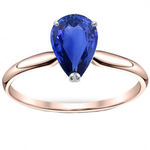 Solitaire Ring Pear Sri Lankan Sapphire 3 Carats