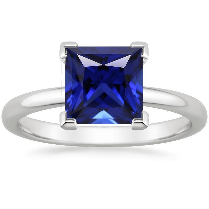 Solitaire Ring Princess Ceylon Sapphire Gemstone Prong Set 5 Carats