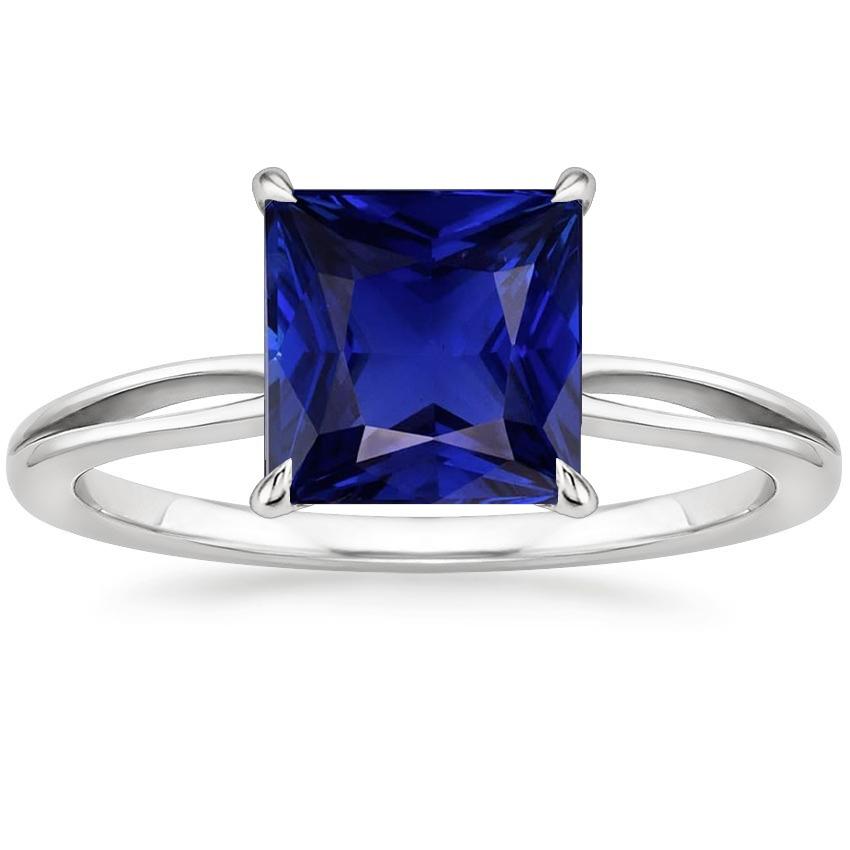 Solitaire Ring Princess Cut Sri Lankan Sapphire Split Shank 5 Carats