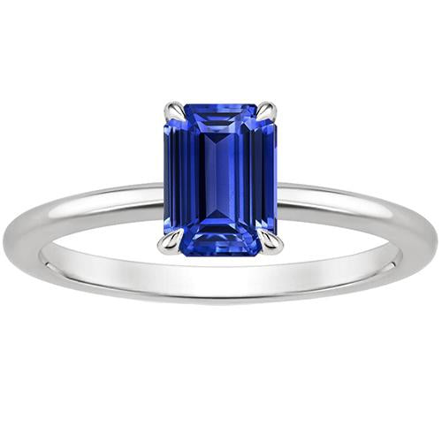 Solitaire Ring Prong Set White Gold 14K Sri Lankan Sapphire 3 Carats