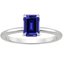 Solitaire Ring Prong Setting Emerald Sri Lankan Sapphire 3 Carats