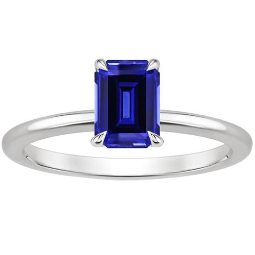 Solitaire Ring Prong Setting Emerald Sri Lankan Sapphire 3 Carats