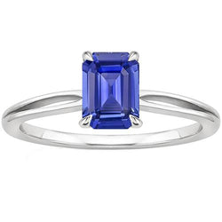 Solitaire Ring Split Shank Emerald Ceylon Sapphire 3 Carats