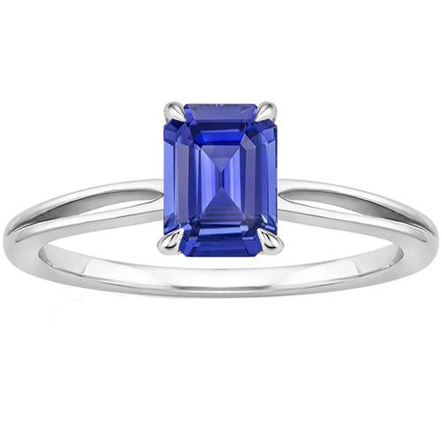 Solitaire Ring Split Shank Emerald Ceylon Sapphire 3 Carats