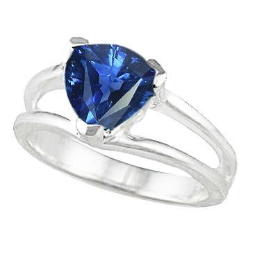 Solitaire Ring Split Shank Trillion Sri Lankan Sapphire 1 Carat