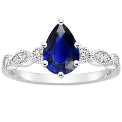 Solitaire Ring WIth Marquise & Round Natural Earth Mined Diamonds Accents 3 Carats