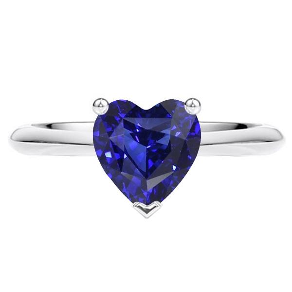 Solitaire Ring White Gold Ceylon Sapphire Heart Shaped 2.50 Carats