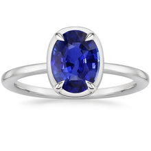 Solitaire Ring White Gold Oval Sri Lankan Sapphire 2 Carats