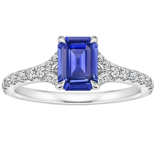 Solitaire Ring with Accents Sri Lankan Sapphire & Diamond 4 Carats