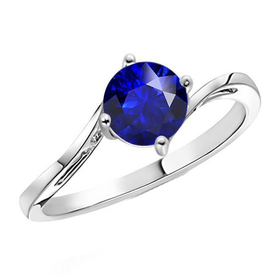 Solitaire Round Blue Sapphire Ring 2.50 Carats Tension Style Shank