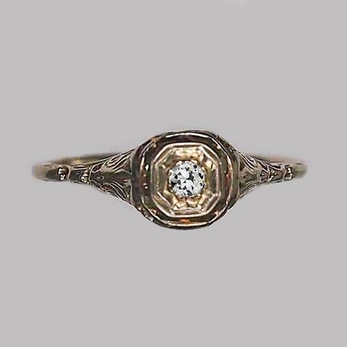 Solitaire Round Diamond Ring Old European Vintage Style 0.25 Carats