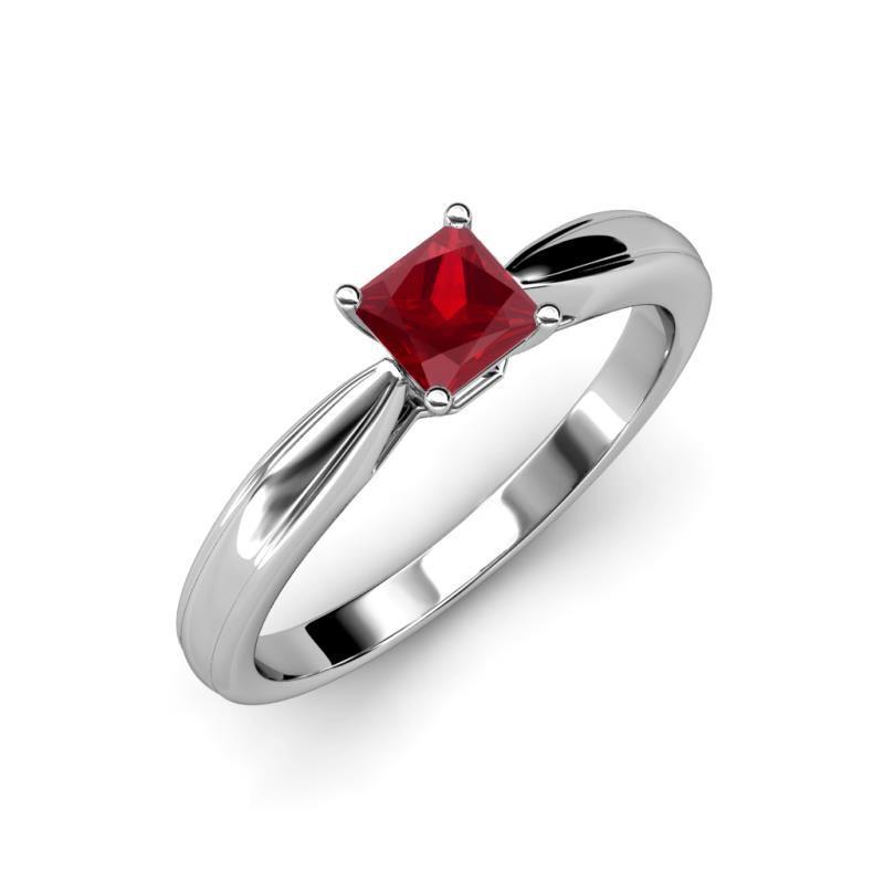 Solitaire Ruby Ring 1 Carats White Gold 14K
