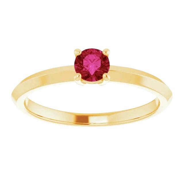 Solitaire Ruby Ring 1.25 Carats Yellow Gold 14K