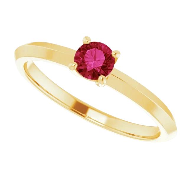 Solitaire Ruby Ring 1.25 Carats Yellow Gold 14K