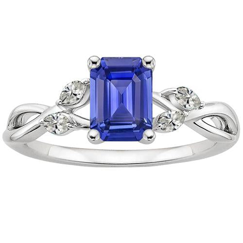 Solitaire Sri Lankan Sapphire With Accents Ring & Diamonds 3.50 Carats